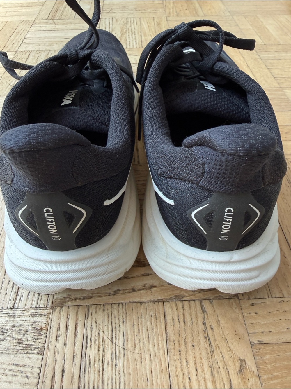 Hoka Black & White Clifton 10 Cushion Running Shoes - Picture 3 of 5